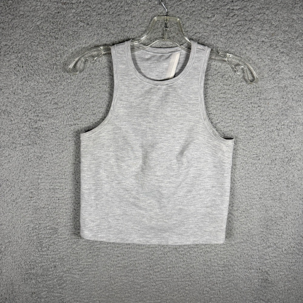 Lululemon Heathered Grey‎ High Neck Open Back Crop Tank Top Activewear Womens